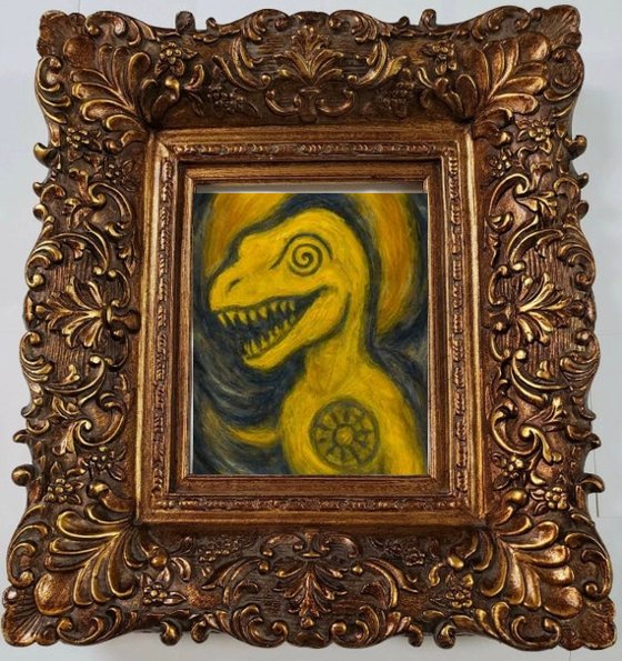 Sharks in oil, framed